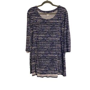 Pure Jill Tunic Women's 3X Multicolor Artsy Polka Dot 3/4 Sleeve Top Long Line